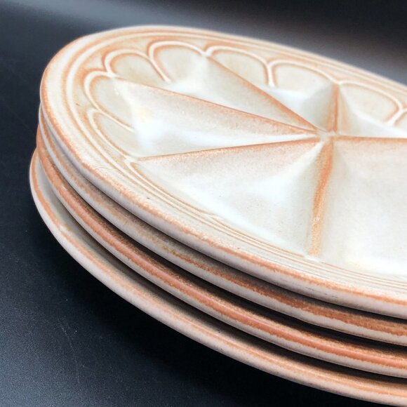 Beauce Ceramic Neutral Fondue Plates Set of 4 Handmade Ceramic Divided Dish - Picture 6 of 12